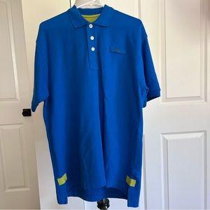 Orvis Fly Fishing Angler Blue and Green Heavy Cotton Polo Shirt Mens Sz Medium